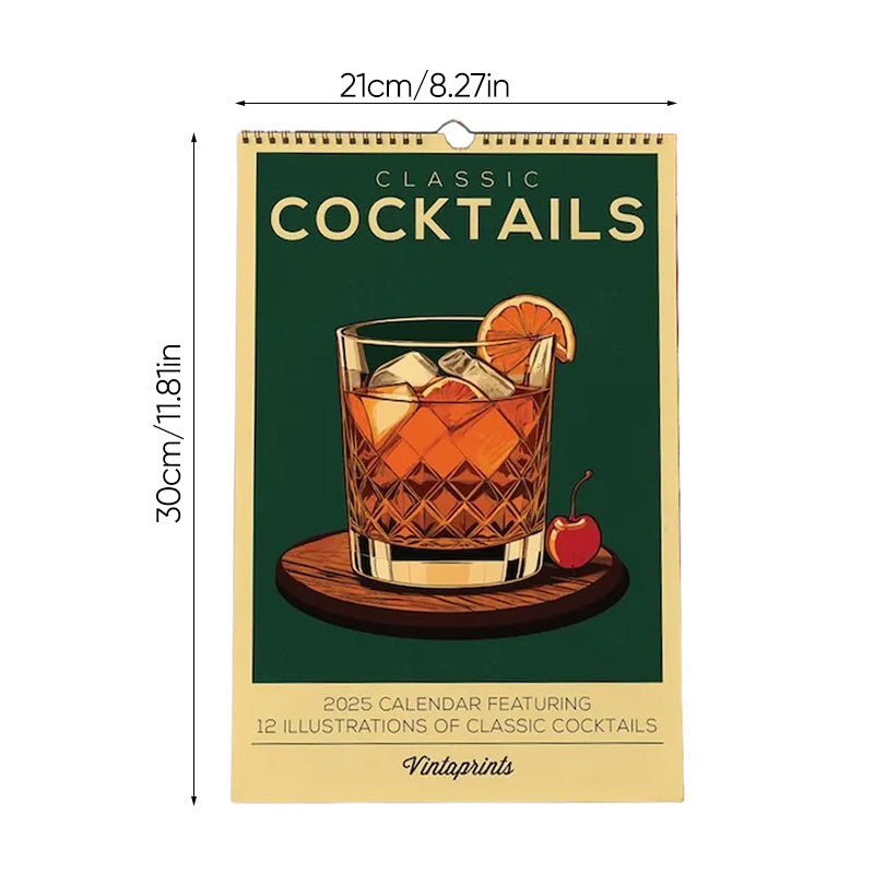 2025 Cocktail Art Wall Calendar