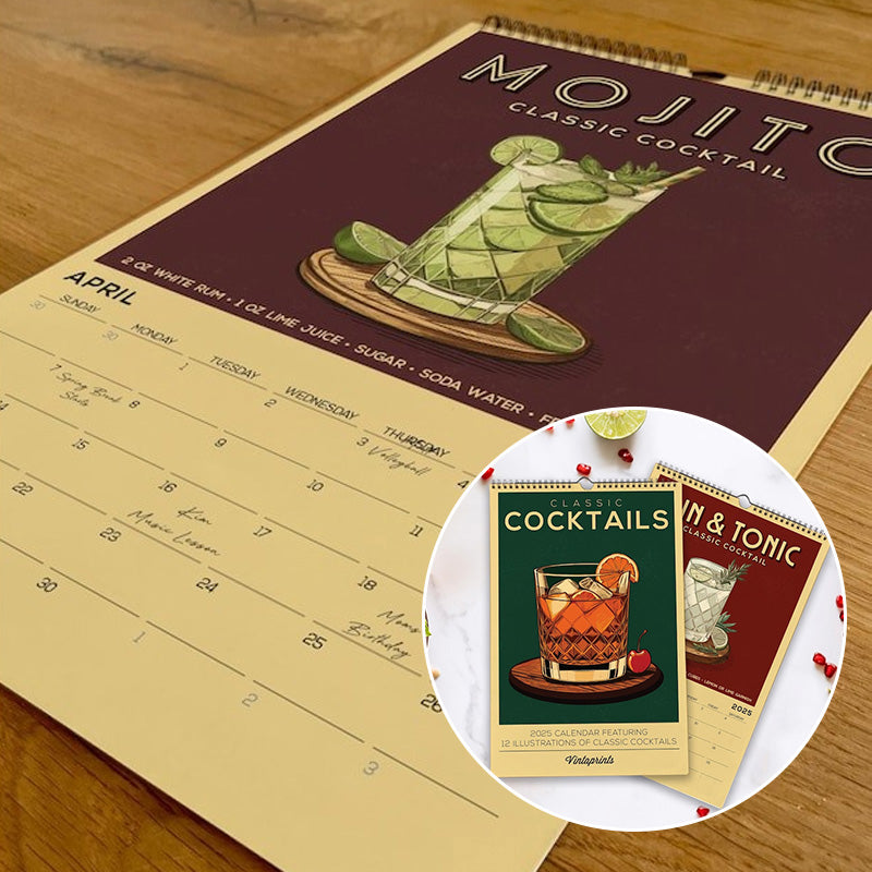 2025 Cocktail Art Wall Calendar